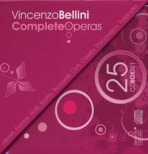 Pink box set for Vincenzo Bellini’s complete operas, 25 CDs.