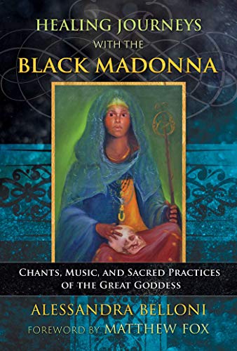 Book cover featuring a painting of the Black Madonna with a blue veil.