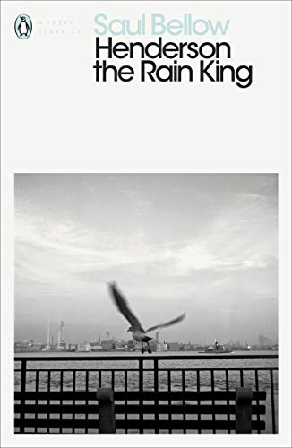 Book cover of Henderson the Rain King showing a bird flying over a harbor.