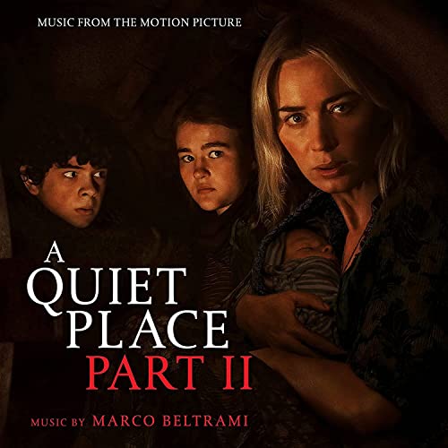 CD cover for "A Quiet Place Part II" soundtrack featuring film characters.