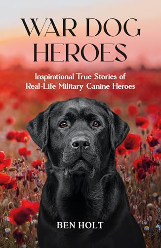 Book cover featuring a black Labrador and a field of red poppies.
