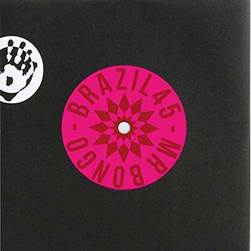 Black vinyl record with a pink and white graphic of a hand and starburst.