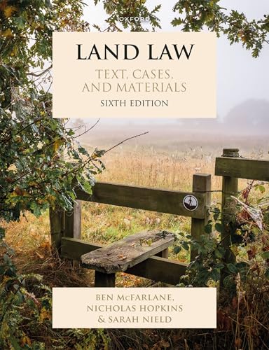 Book cover: "Land Law" sixth edition, with a rural landscape background.