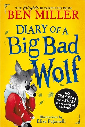 Yellow book cover featuring a wolf in a red jacket, diary format.