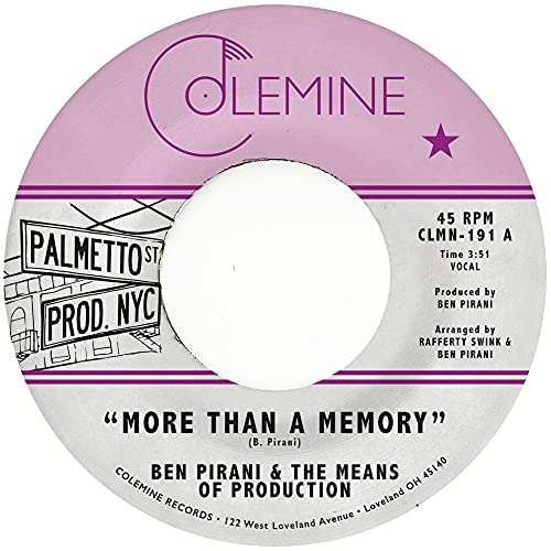 Pink and white vinyl record label with "More Than A Memory" text.