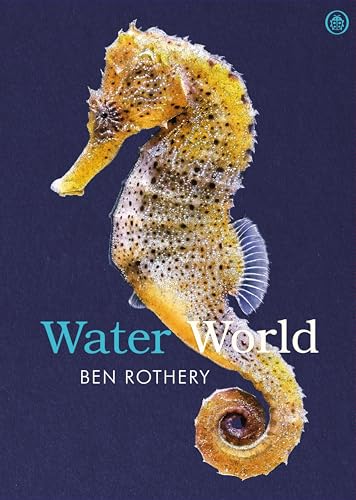 Book cover featuring a detailed, yellow and brown seahorse on blue.