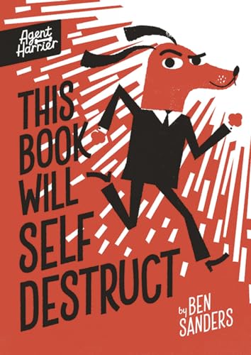 Book cover featuring a cartoon dog in a suit running against a red background.