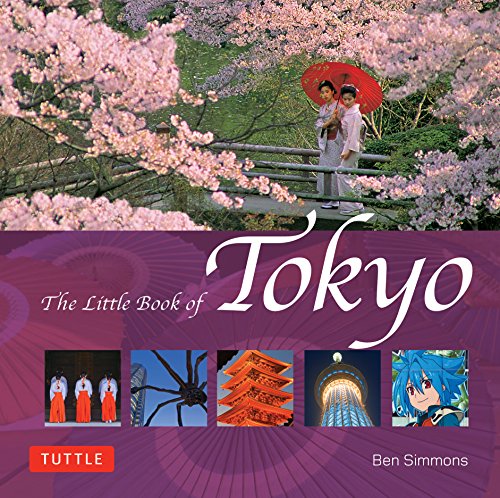 Book cover: “The Little Book of Tokyo” with cherry blossoms and city scenes.