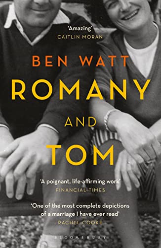 Book cover: two people embracing, title “Romany and Tom” in yellow text.
