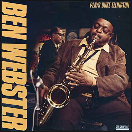 Ben Webster playing saxophone on album cover, Storyville label.