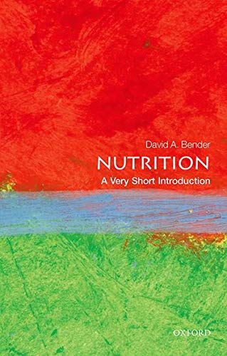 Book cover: "Nutrition: A Very Short Introduction" with red, blue, and green paint.