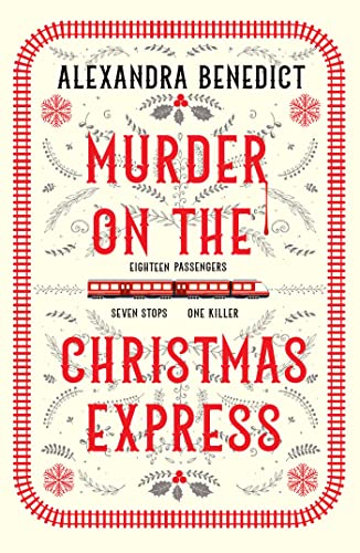 Book cover: “Murder on the Christmas Express” with a red train illustration.