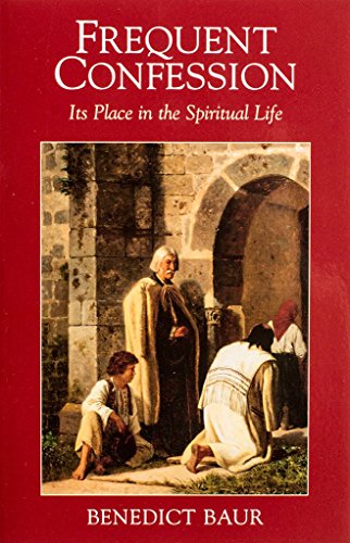 Book cover: "Frequent Confession" depicts a priest hearing confessions.