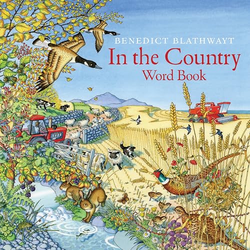 Illustrated book cover showing a rural landscape with farm animals, birds, and a tractor.