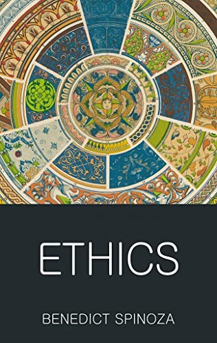 Book cover featuring a circular, colorful, patterned design above the text Ethics by Benedict Spinoza.