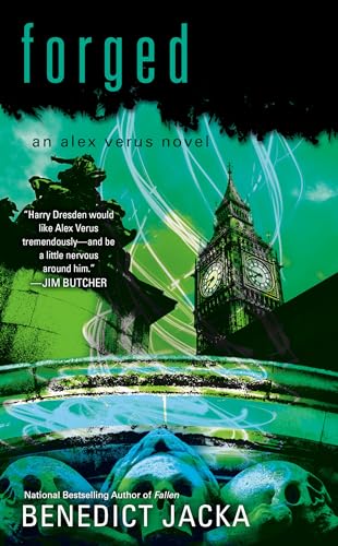 Book cover: "Forged" by Benedict Jacka, featuring a green and black cityscape.