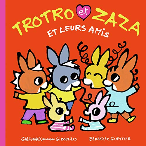 Colorful illustration of cartoon rabbits, "Trotro et Zaza et leurs amis" book cover.