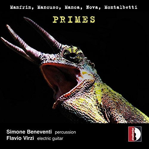"CD cover featuring a chameleon with open mouth against a black background."