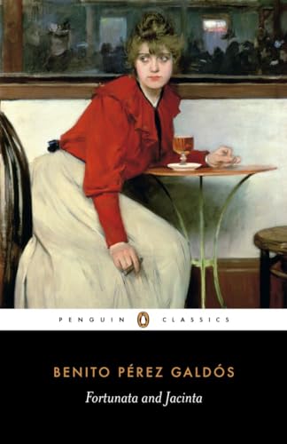 Painting of a woman in red seated at a small table, book cover.