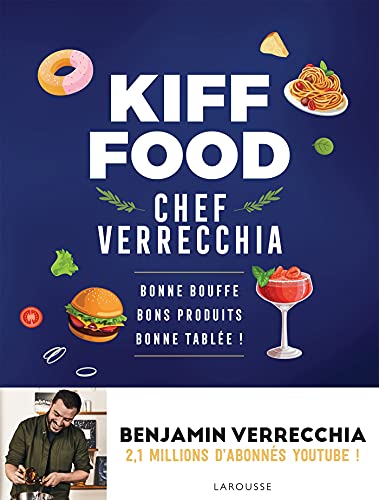 Book cover for "Kiff Food" by Benjamin Verrecchia, featuring food illustrations.