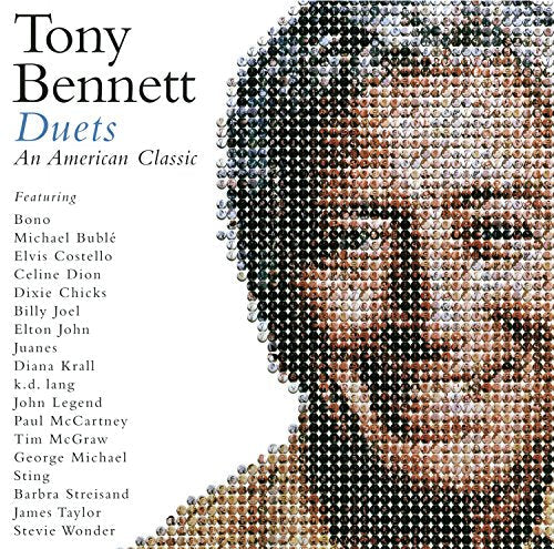 CD cover for Tony Bennett’s “Duets” featuring portraits of musicians.