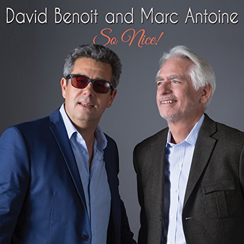 David Benoit and Marc Antoine pose for their album cover So Nice against grey.