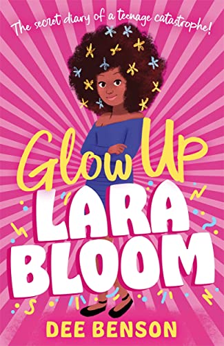 Book cover featuring a girl with a large afro against a pink sunburst background.