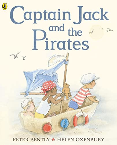 Book cover: children in a boat with a teddy bear, illustrated style.