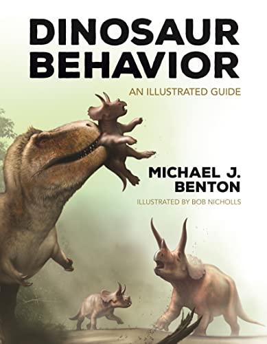 Book cover: āDinosaur Behaviorā with illustration of dinosaurs interacting.