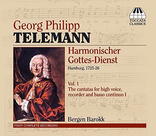 CD cover for Telemann’s “Harmonischer Gotters-Dienst, Vol. 1” featuring a portrait.