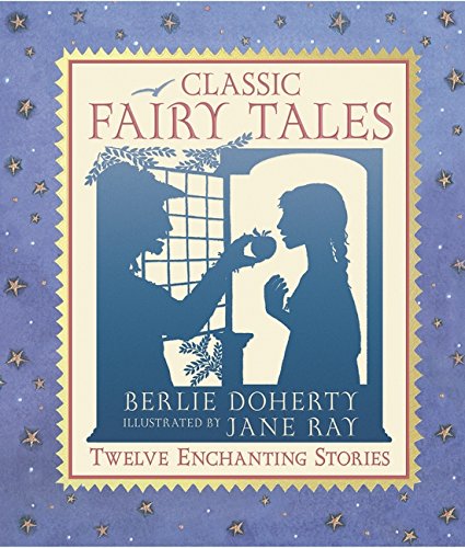 Book cover: āClassic Fairy Talesā with silhouette illustration of two figures.