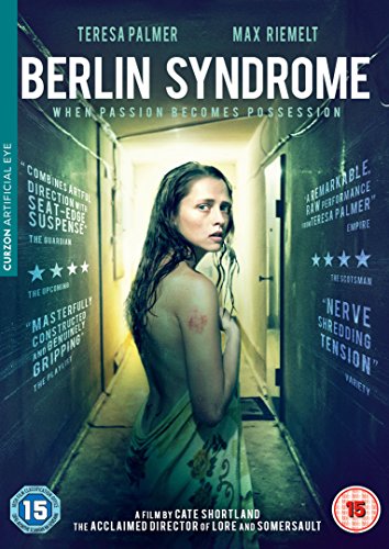 DVD cover for "Berlin Syndrome" featuring a woman in a dimly lit corridor.