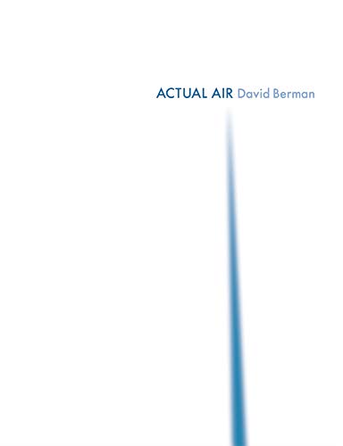 Book cover for Actual Air by David Berman with a thin blue vertical line.