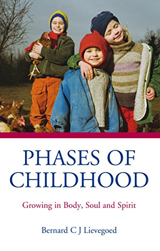 Book cover with three smiling children and chickens, titled "Phases of Childhood.