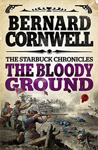 Book cover for The Bloody Ground by Bernard Cornwell featuring a Civil War battle scene.