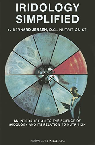 Book cover: "Iridology Simplified" featuring an iris chart and a man examining an eye.