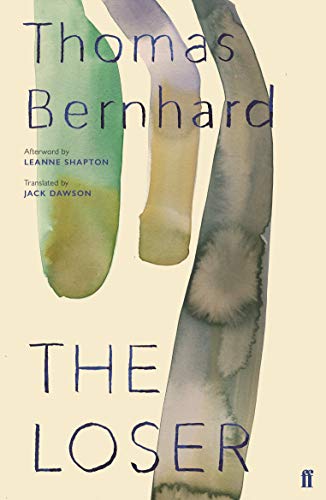 Book cover for The Loser by Thomas Bernhard with abstract watercolor shapes on cream.