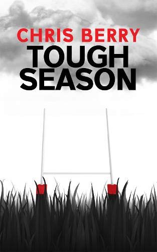 Book cover: “Tough Season” with a rugby post and dark grass.