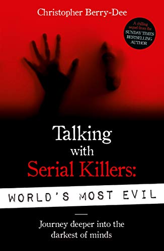 Book cover: red background, shadowy hand, title "Talking with Serial Killers.