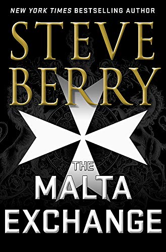Book cover for The Malta Exchange by Steve Berry featuring a white Maltese cross.