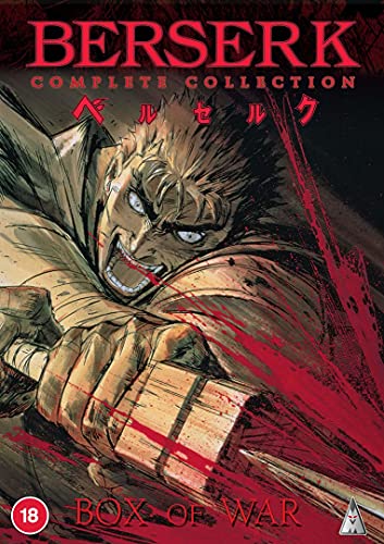 Berserk DVD cover featuring Guts, a warrior with intense expression and sword.