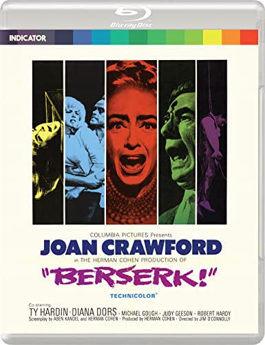 “Berserk!” Blu-ray cover with split-screen portraits in bold colors.
