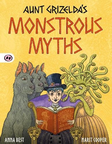Book cover featuring illustrated monsters and a woman reading a book.