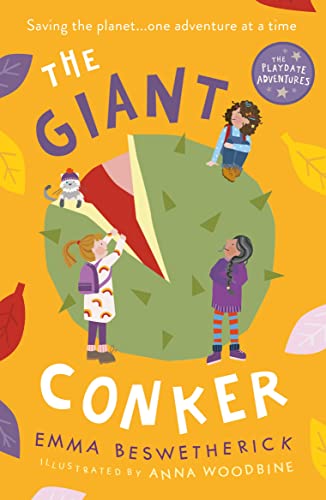 Book cover: children with a giant conker, illustrated in a playful style.