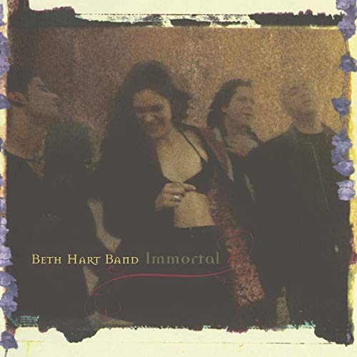 "Vinyl record cover with a faded image of a band and the title 'Immortal'."