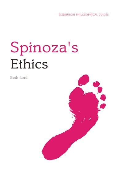 Book cover: "Spinoza's Ethics" with a pink footprint graphic.