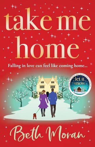 Book cover: couple walking a dog towards a snowy house.