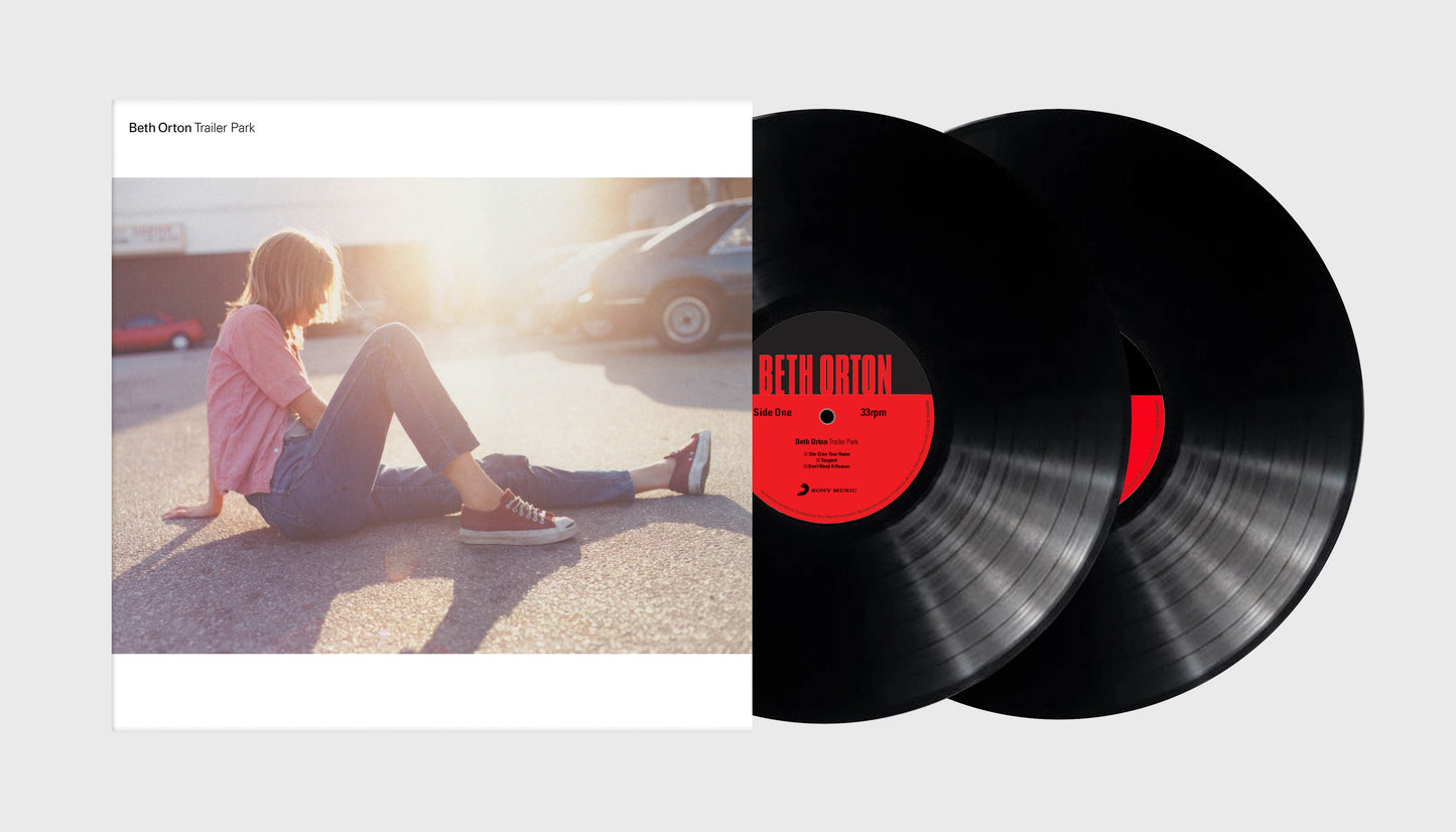 Beth Orton’s “Trailer Park” vinyl record with cover art of a woman.