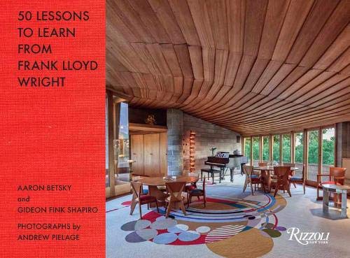 Book cover: "50 Lessons from Frank Lloyd Wright" with interior photo.