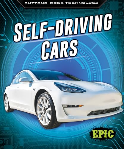 Book cover featuring a white self-driving car with tech circuit background.